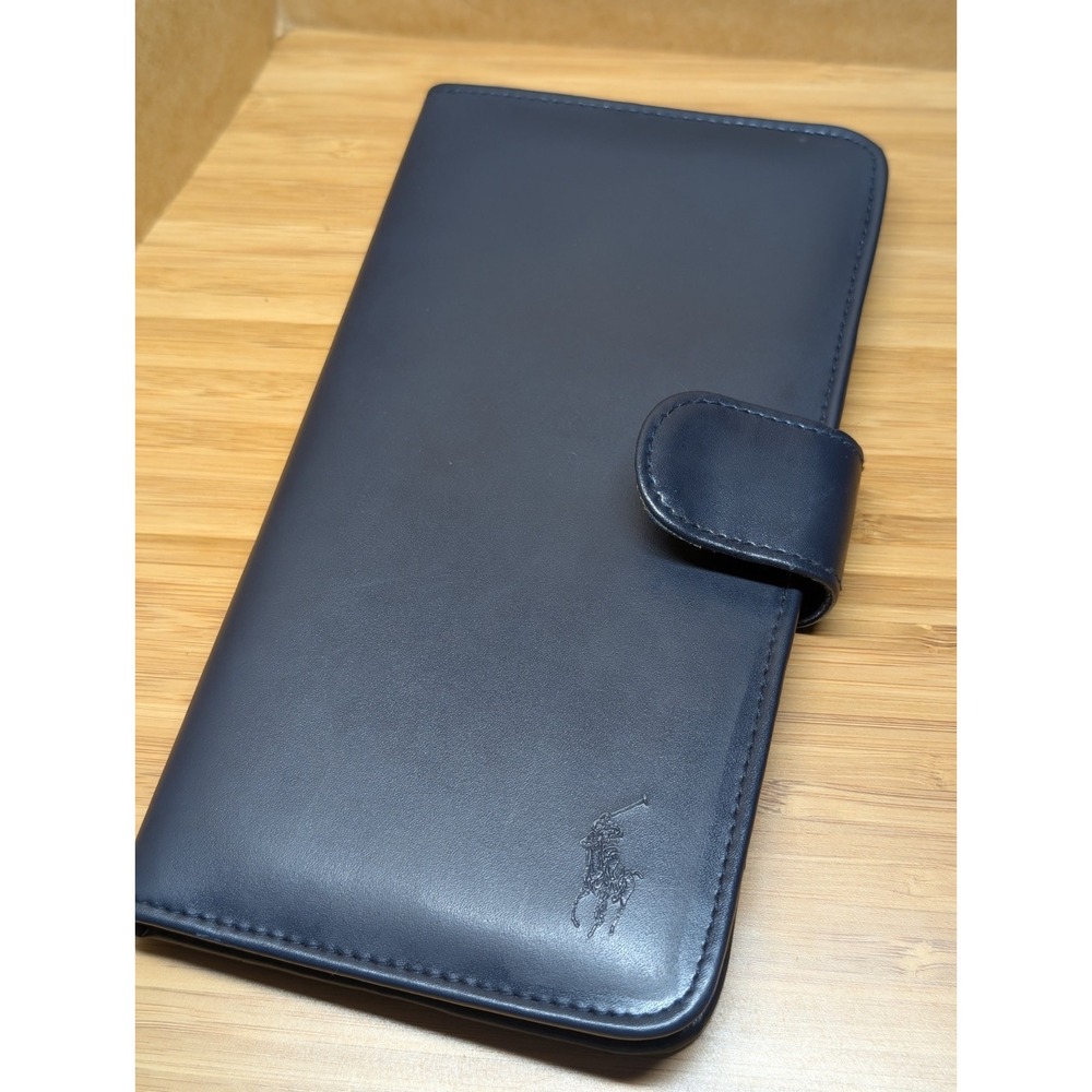 Ralph Lauren Folio Wallet Navy Blue Snap Closure Card Holder